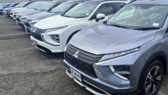 Line-up of Mitsubishi Eclipse Cross SUVs in stock at Budget Car Sales Auckland